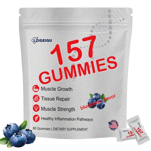 [BRSRGBD7OQHQME34] New 157 Gummies for Men & Women, Gluten Free, Small Packaging, Blueberry Flavor - 1 Pack