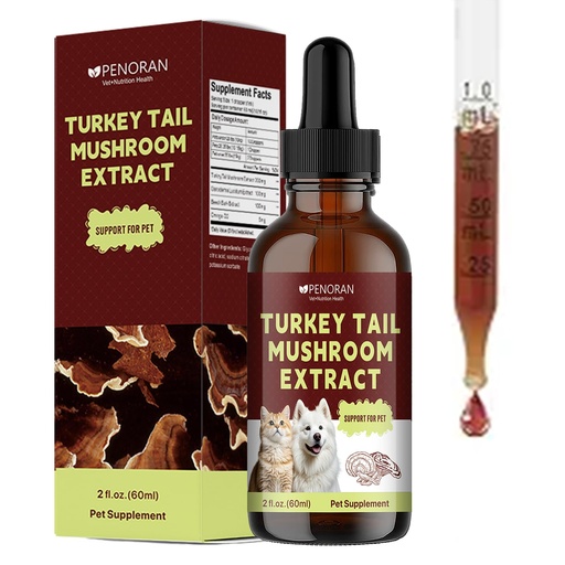 [BRSREADQC56REHTL] Turkey Tail Mushroom Drops, for Dogs & Cats Relieves Lipoma, Lumps, Bumps & Warts, Boost Immunity, Young Weak & Senior & Low-Vitality & Post-Surgery Pets - Liquid Extract Absorbs Quickly