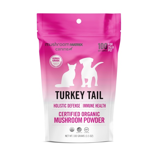 [BRSWKFQZCQDAO2DK] Om Mushroom Matrix Pet - Canine | Turkey Tail | USA Grown Human-Grade Organic Mushroom Powder Pet Supplement | Immunity Support & Holistic Defense for Dogs & Cats | 100 Grams, 3.5 oz