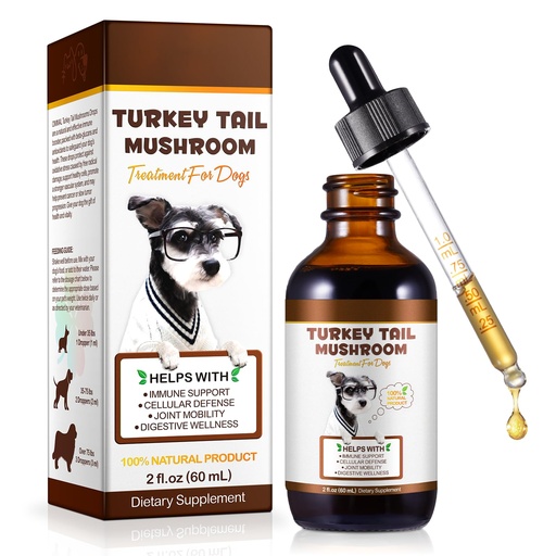 [BRSREHAKDIMQM3TA] Turkey Tail Mushroom for Dogs, Dog Mushroom Supplement, Mushroom Drops for Dogs, Support Immune Health, Digestive & Joint Mobility, Wild Mushroom Supplement for Dog, Easy to Absorbed 2 fl oz