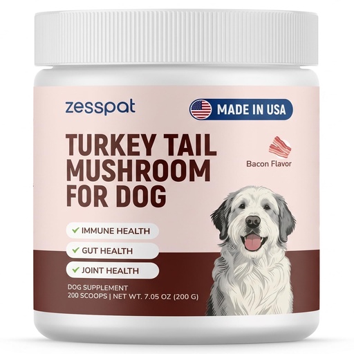 [BRSRGAYPARYAKCLP] Turkey Tail Mushroom for Dogs - Premium Immune Support Supplement, Mushroom Supplement for Lumps & Bumps, Immunity, Gut, Skin & Joint Support, Natural Powder for Dogs - 200 Scoops, 7.05 oz