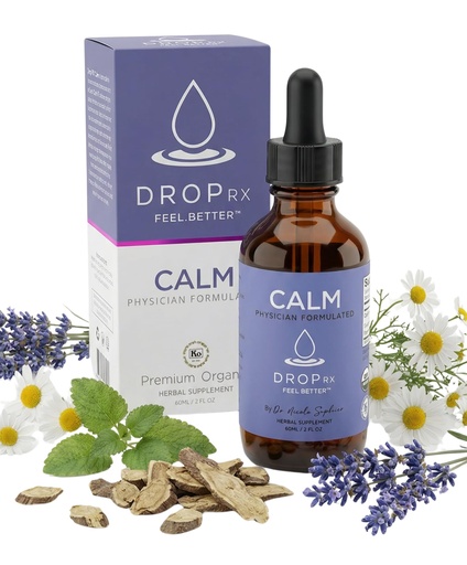 [BRSROBA2BMDWE23U] DropRx Calm - Organic Calming Supplement for Adults - Kava Kava, Lemon Balm, Lavender & Chamomile Liquid Drops - Herbal Relaxation Blend - Natural Sleep & Zen Support (2 fl oz)