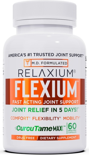 [BRSROAA2CMBBUCLX] Relaxium Flexium Joint Support Supplement, Drug-Free, with CurcuTame Blend, Turmeric Supplement Formulated to Support Comfort and Mobility, 60 Capsules