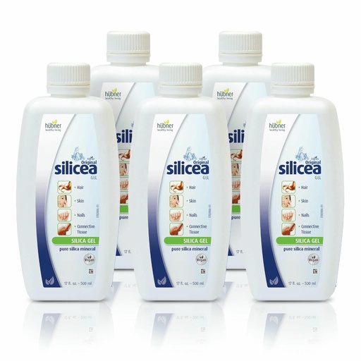 [BRSROGD5OIAQ2G3V] Hübner Original Silicea Gel 17 fl oz / 500 ml, 5 Pack, for Hair, Skin, Nails, and Connective Tissue, Pure Colloidal Silica Gel Formula, No Additives or Preservatives