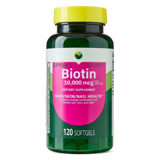 [BRSRGYLYO4ARY3Y6] Biotin Hair/Skin/Nails Health Dietary Supplement Softgels Spriing Vallley 10,000 mcg - 120 Count (Pack of 1)
