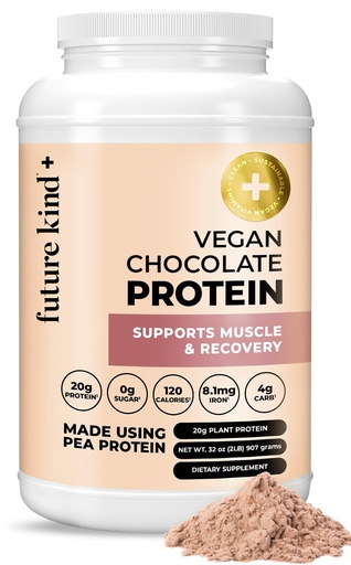 [BRSW2CQKOBYBE2TV] Future Kind Vegan Protein Powder, Chocolate, Pea Plant Protein for Lean Muscle with Iron & Fiber, Whey-Free, Sugar-Free, Soy-Free, Non-Dairy (34 Servings)