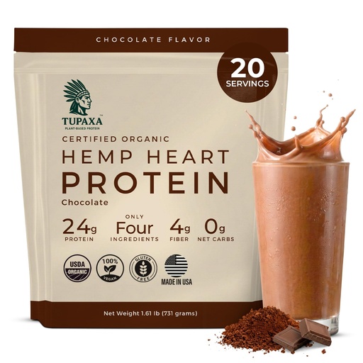 [BRSRGGTRBYNGOF3U] USDA Organic Hemp Protein Powder for Women & Men - Chocolate Pure Natural - Plant Based Powder, Vegan, Gluten Free, Keto - Hemp Seed Powder Cold-Pressed (20 Servings (1.61 lb), Chocolate)