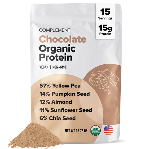 [BRSREAYEA4HRGEQV] Complement Vegan Chocolate Protein Powder - Organic Protein Low Carb, Low Calorie, Sugar Free, Soy Free, Non-GMO, Gluten Free - 15g Yellow Pea, Pumpkin Seed Plant-Based Protein (15 Servings)