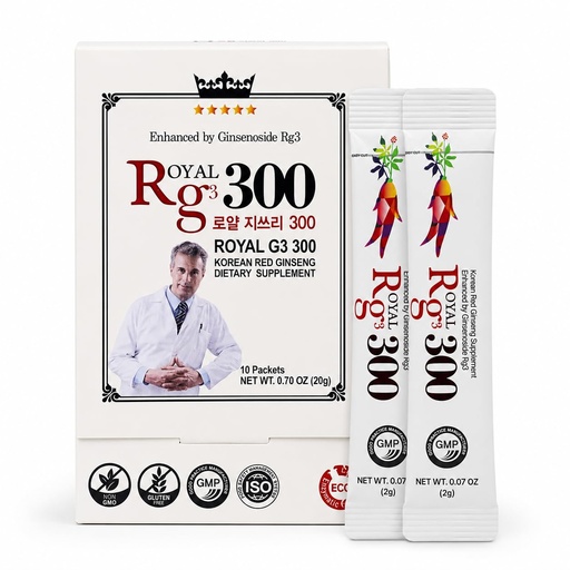 [BRSRMC3YPJ6RS23O] Premium RG3 300 Korean Red Ginseng Powder - Enhanced Ginsenosides (50mg Rg3/Sachet), Made in Korea, 10 Sachets