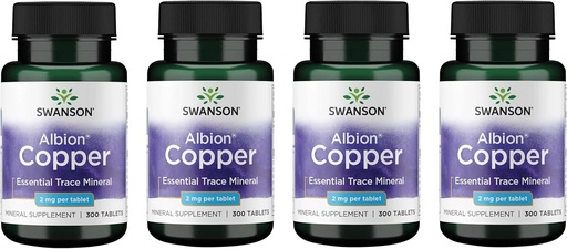 [BRSWGZIDOEBB423D] Swanson Copper Antioxidant Immune System Red Blood Cell Support Mineral Supplement (Copper chelate) 2 mg 300 Tabs (4 Pack)