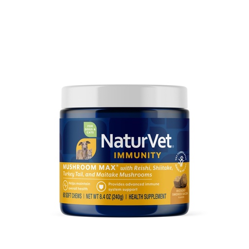 [BRSWKHDZAYFWAEDZ] NaturVet Mushroom Max Advanced Immune Support Dog Supplement – Helps Strengthen Immunity, Overall Health for Dogs – Includes Shitake Mushrooms, Reishi, Turkey Tail – 60 Ct.