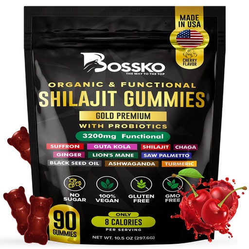 [BRSROCQ3CEDWAHTD] 3200 MG Pure Himalayan Shilajit Gummies Organic for Men & Women with Probiotics & Magnesium Ashwagnadha Chaga Turmeric Fulvic Acid 105+ Trace Minerals I Vegan Non-GMO I Lab Tested I 90 Count