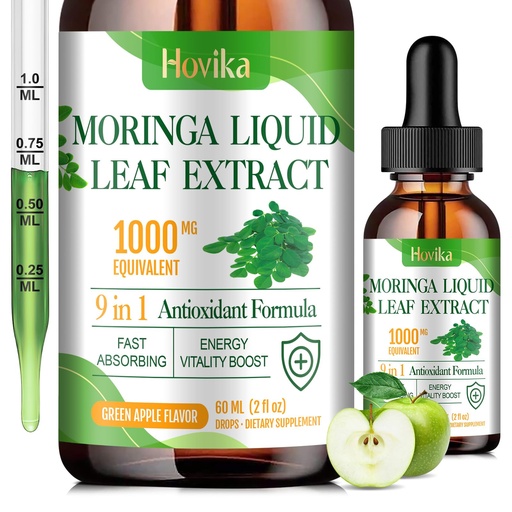[BRSREFAFCIPAMCDD] Moringa Leaf Extract Liquid Drops - Liquid Moringa Supplement 1000 mg with Turmeric, Quercetin, Elderberry, Sea Moss, Vitamin C & Zinc, for Energy Immune Antioxidant Digestive Support, 2 Fl Oz