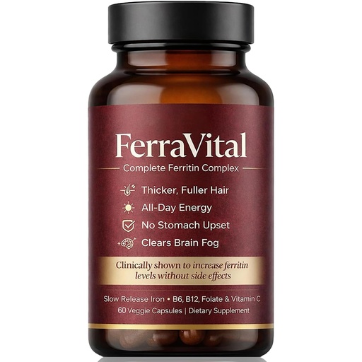 [BRSRGHQZOYFGGETU] Ferritin Support Iron Supplement for Women – Supports Healthy Iron & Energy Levels – with Ferrous Glycine,Vitamin C, B12, B6, Folate, Zinc & Probiotics – 60 Capsules(1pc)