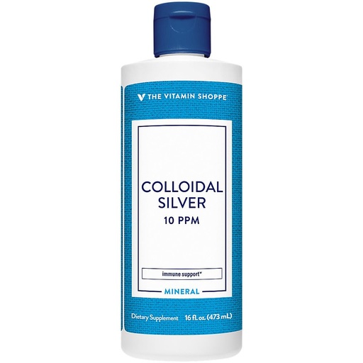 [BRSWYA36BYORQYLD] The Vitamin Shoppe Colloidal Silver Solution 10 PPM - Immune Defense & Wellness | Nano Silver Particles | 16 oz Bottle | 99.99% Pure