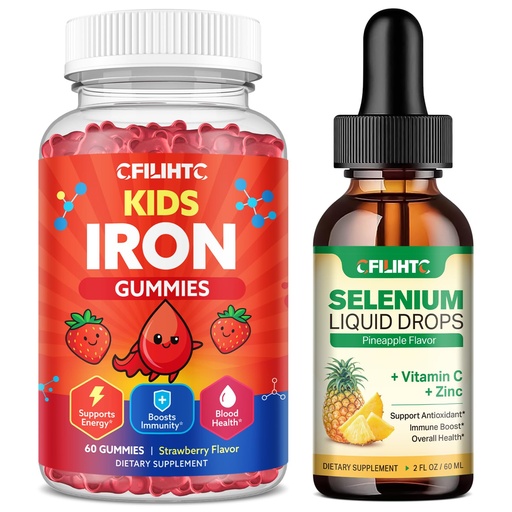 [BRSRECT3BUIROYLZ] Selenium Liquid Drops & Iron Gummies for Kids & Teens & Adults