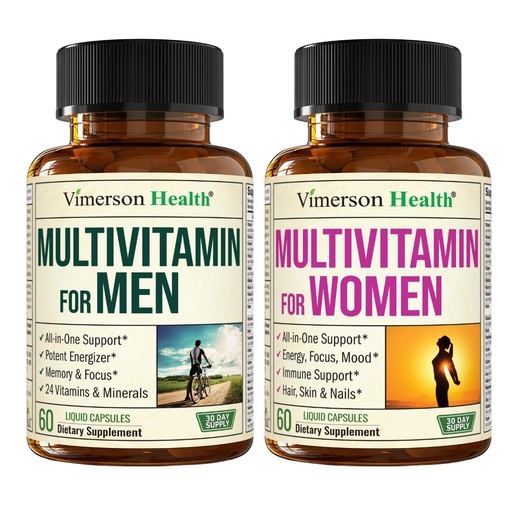 [BRSRGBQ6AQGRUE3G] Multivitamin for Men and Women with Vitamins and Minerals for Energy, Focus and Immune Health – Premium Daily Mens and Womens Multivitamins & Multiminerals – 60 Liquid Capsules Each