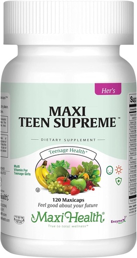 [BRSWIYAKCUOQ2DQ5] Teen Vitamiinid Tüdrukud 12-17 - Teen Multivitamiin D3, Raud, Kaltsium, Biotiin, Tsink, Seedeensüümid - Teismeline Tüdruk Multi Vitamiinid Tervislik nahk, Immune & Mood Support - 120 Count
