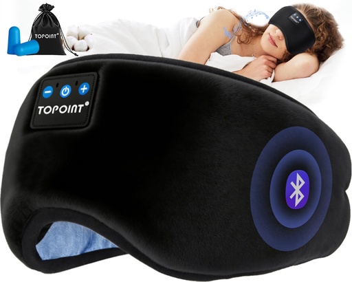 [BRSWGFQOOF7G2FDP] TOPOINT Sleep Mask with Headphones Bluetooth 5.4 Wireless, Sleep Headphones Earphones Earbuds with Microphone HD Speakers Music, Blackout Eye Mask for Sleeping Travel Meditation Men Women Cool Gadgets