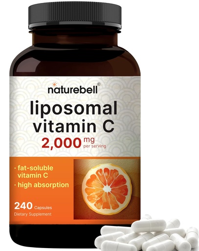 [BRSRA2T4DMFRQGTF] NatureBell Liposomal Vitamin C 2,000mg Per Serving, 240 Capsules | High Absorption Fat-Soluble Vitamins – Max Strength Antioxidant* Supplement – Non-GMO, Gluten Free