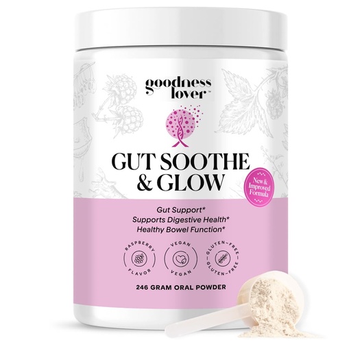 [BRSREGLRC4MWYCLZ] Goodness Lover Gut Soothe & Glow, Gut Digestive Support Supplement with L-Glutamine Powder and MSM, Support Bloat Relief, with Aloe Vera, Slippery Elm, Lemon Balm, 30 Servings