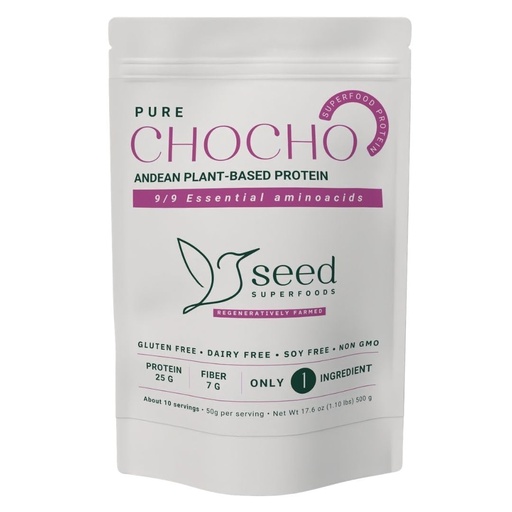 [BRSRABQLC57ROAL3] SEED Chocho Pure Plant-Based Protein Powder, Gluten Free, Dairy Free, Soy Free, Non-GMO, 17.6 oz