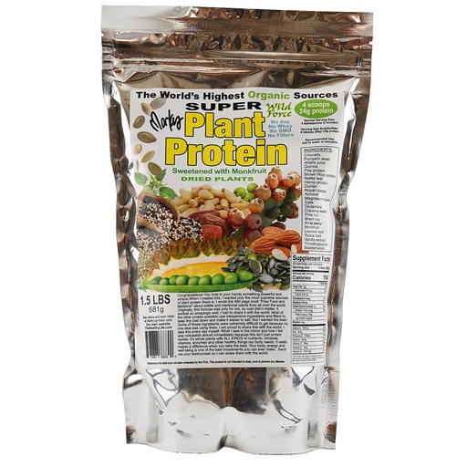 [BRSROFAOAR7A2HLX] Wild Force Super Plant Protein Sweetened - Raw Vegan Protein Powder Enriched with Exotic Pine Nuts, Chlorella, Durian, & Prickly Pear Cactus - Digestive-Friendly, Nutrient-Rich, Unprocessed - 681g