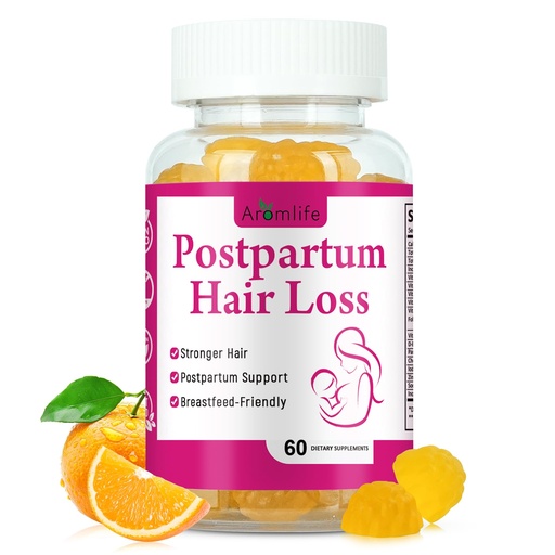 [BRSREHA3O4FBSEY6] Aromlife Postpartum Hair Loss Gummies for Women Stronger Hair, Postpartum Hair Gummies with Biotin, Folate, Zine, Vitamin E, B6 & B12, 60 Count Vegan Breastfeeding-Friendly Postnatal Vitamins Gummy