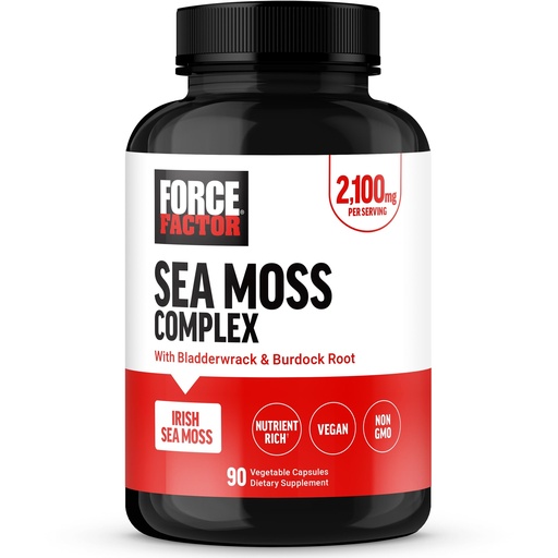 [BRSRAYAPB5YQOELH] Force Factor Irish Sea Moss Capsules with Burdock and Bladderwrack for Immunity, Digestion, Heart Health, and Antioxidant Support, Vegan, No Gelatin, 90 Capsules