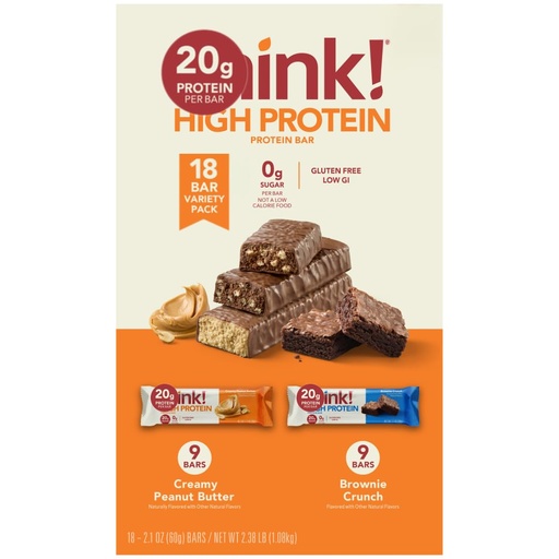 [BRSREBQPAUHAMCLA] Protein Snack Bars Variety Pack – 20g Protein per Bar – 2.1 oz, 18 Count