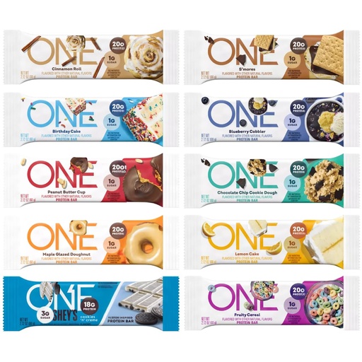 [BRSREHD6BZ6RG2DA] One Protein Bar Variety Pack, 10 Assorted Flavors - 2.12 Oz Bars, Gluten-Free Protein Bar with High Protein (18-20g) and Low Sugar (1g) 10 Pack