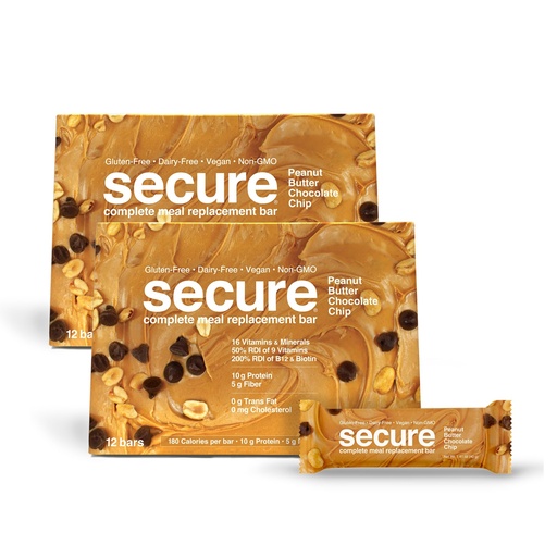 [BRSRGAL6AUPGCG3H] ANDREW LESSMAN Secure Bars 40g - Peanut Butter Chocolate Chip - High Protein & Fiber Snack - 24 Bars - Non-GMO, Gluten-Free, No Artificial Flavors, Vegan, Low Calorie Meal Replacement