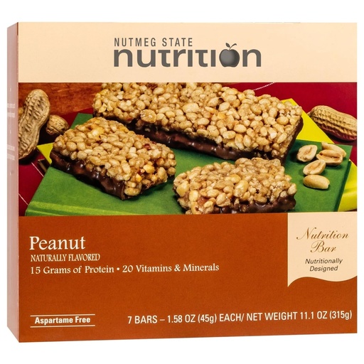[BRSWYAQTAUPBY2D4] Nutmeg State Nutrition - High Protein Snack Bars, 15g Protein, 160 Calories, Low Sodium, 18g Carbs, 5g Fiber, 7 Servings Per Box (Peanut)