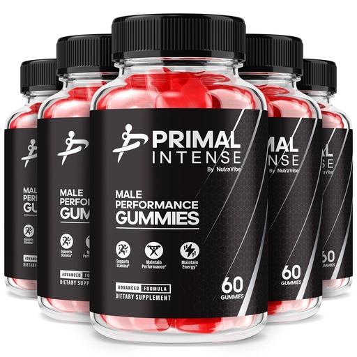 [BRSREGAQA4MWACYY] (5 Pack) Primal Intense – Official PrimalIntense Men’s Support Formula for Natural Energy, Stamina & Everyday Performance | Clean, Powerful Formula in Great-Tasting Daily Gummy (300 Gummies)