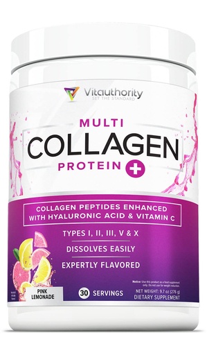 [BRSWYZQDBYBAACLG] Multi Collagen Peptides Powder for Women - Hydrolyzed Flavored Collagen Powder for Women with Types I II III V & X Vitamin C & Hyaluronic Acid for Hair Skin and Nails (Pink Lemonade) - 30 Servings