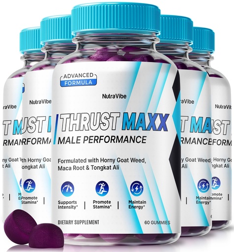 [BRSREYINOAPWYCLP] (5 Pack) Thrust Maxx for Men – Original ThrustMaxx Performance Gummies with Natural Formula to Support Energy, Stamina & Workouts | Great-Tasting, Easy-to-Chew Gomitas for Men’s Use (300 Gummies)