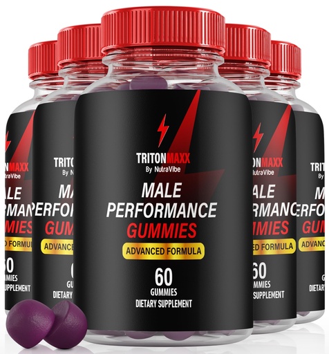[BRSREZD7B4PQODY6] (5 Pack) Triton Maxx Male Gummies – Original TritonMaxx Formula for Men with Natural Blend to Support Energy, Stamina and Men's Performance | Great-Tasting Gummy, Easy-to-Chew Gomitas (300 Gummies)