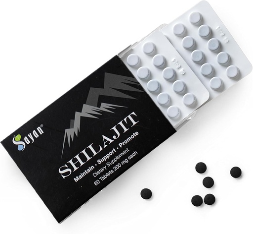 [BRSWGZYDOEIWCC3A] Sayan 100% Pure Shilajit Tablets, 12.000mg High-Potency Suplemento, máis eficaz que Resin & Capsules, 85+ Minerais de rastrexo fontes de 10.000ft Lab-Tested para a pureza. 60 tabletas - 1-2 meses de subministración