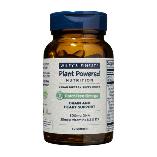 [BRSWYZDRDMMAIFDA] Wiley's Finest CatchFree Omega - Vegan, Non-GMO Fish Oil Alternative - Full Spectrum Omega-3 Liquid Supplement with Organic Plant-Based Algae Oil - 60 Softgels (60 Servings)