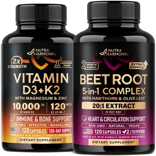 [BRSREBINOUCGCELX] NUTRAHARMONY Vitamin D3 K2 & Beet Root Capsules