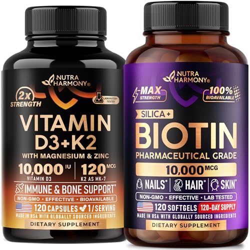 [BRSRGZ32OZYWODYU] NUTRAHARMONY Vitamin D3 K2 Capsules & Biotin with Silicon Softgels