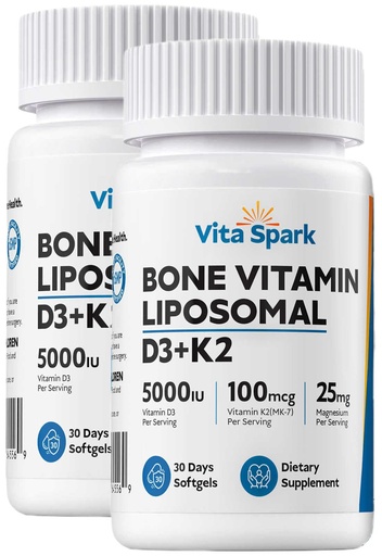 [BRSREYLROAMB6CIU] Vitamin D3 K2 - Liposomal Bone Vitamins Supplement, 5000IU D3, 100mcg K2 MK7 & Magnesium for Women and Men | Supports Bone, Teeth, Heart, Immune and Vascular Health*, 60 Days Mini Softgels