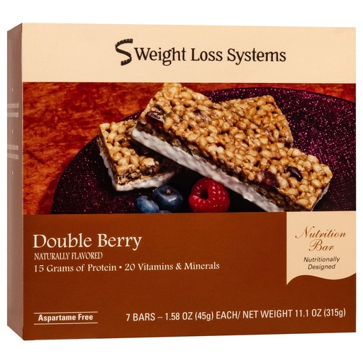 [BRSRMGQ5AUHBQ2Y6] Weight Loss Systems Double Berry Protein Bars, 15g Protein, Low Calorie, Low Fat, Vitamin Fortified, Aspartame Free, High Fiber, Certified Kosher, 7 Count Box