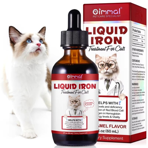 [BRSRAEIKAUMGCHI4] Liquid Iron Supplements for Cats and Kittens - with Folate and B12 – Supplements Anemia, Promotes Blood Health, Oxygen Supply and Blood Cell Formation – Increase Low Energy Levels – Lethargy - 2 oz