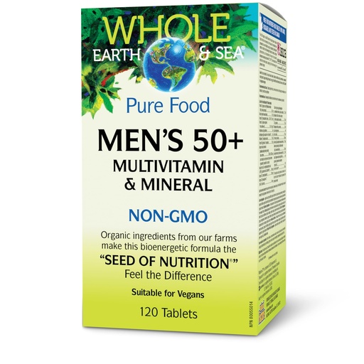 [BRSWGFD5OQGRUC33] Natural Factors Whole Earth & Sea Men's 50+ Multivitamin & Mineral - Daily Nutritional Support Multivitamin - Supports Brain Health & Immune System Function - Vegan - 120 Tablets (60 Servings)