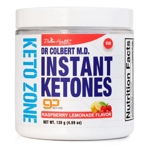 [BRSWGZYODJ6BEF3Z] Dr. Colbert, MD Instant Ketones Powder | Raspberry Lemonade | Keto Zone | Divine HEalth | Recommended in The Keto Zone Diet Book | GoBHB | Exogenous BHB Ketone Salts | 4.59oz | 21 Servings