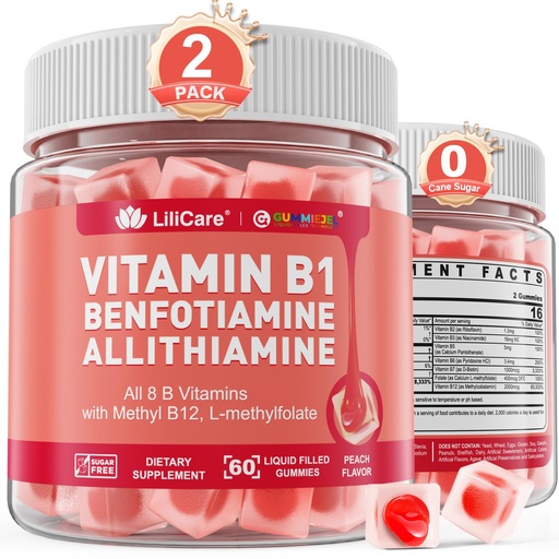 [BRSRAGIRO4HBQA3F] Vitamin B1 & Methylated Vitamin B Complex Gummies - All B Vitamins, Benfotiamine, Thiamine & Inositol, Methylated B1 B2 B6 Multivitamins, L-methylfolate, Methyl B12 for Nerve Cognition Energy, 120Cts