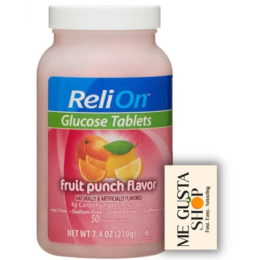 [BRSROYIFAB5QG33V] Glucose Tablets ReliOn, Fruit Punch Flavor, 50 Count + me gusta sticker