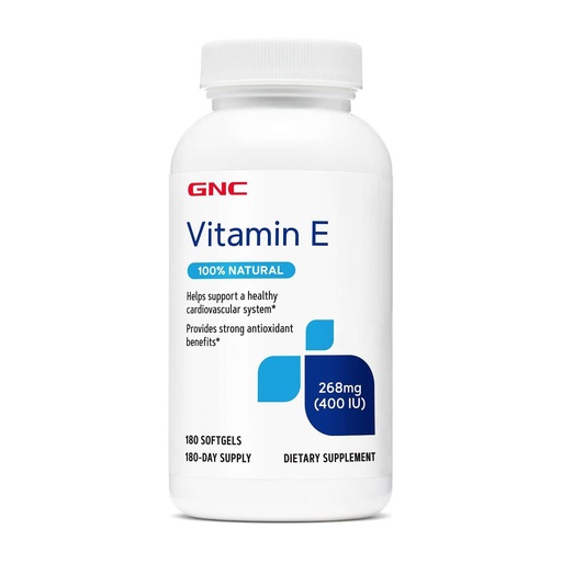 [BRSWKHY2DIBWEELF] GNC Vitamin E 400IU, 180 Softgels, Supports Healthy Cardiovascular System