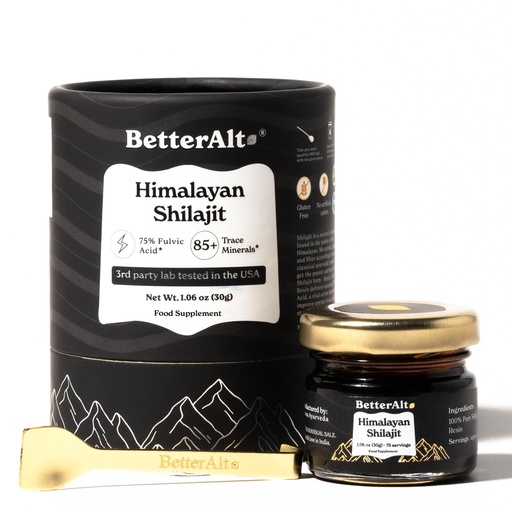 [BRSRO2T4DEMA2HQ6] Better Alt Pure Himalayan Shilajit Resin Pack of 1 High Potency Gold Grade 75 Servings for Energy Boost & Immune Support, 85+ Trace Minerals, 75%+ Fulvic Acid, with Lab Test Report,400 mg